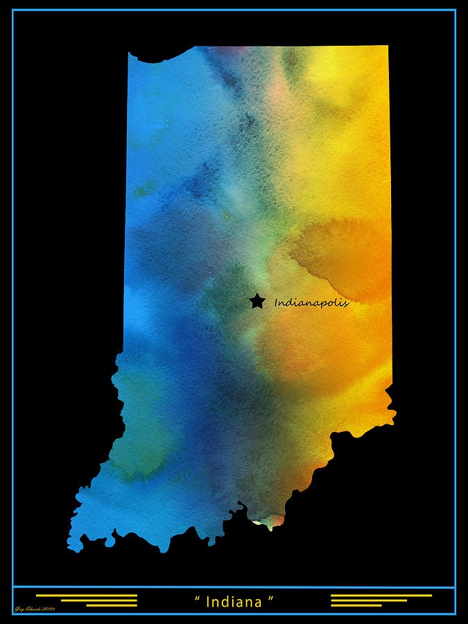 Indiana Map Style 8 Drawing by Greg Edwards - Fine Art America