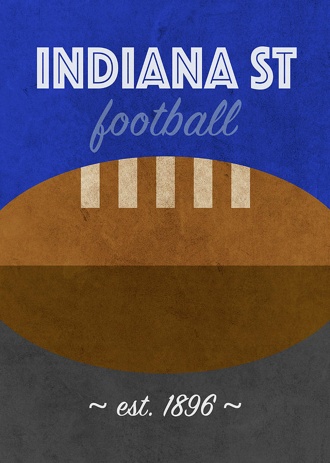Football Mixed Media - Indiana State College Football Team Vintage Retro Poster by Design Turnpike