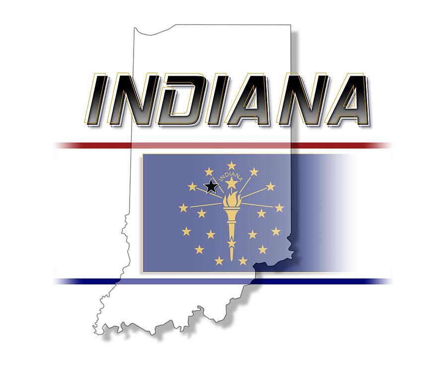 Indiana State Horizontal Print Digital Art by Rick Bartrand
