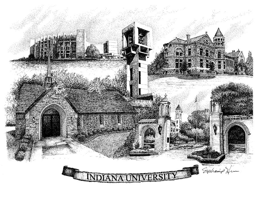 Indiana University Compilation Drawing by Stephanie Huber