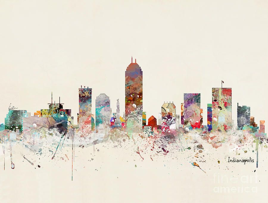 Indianapolis Painting - Indianapolis City Skyline by Bri Buckley