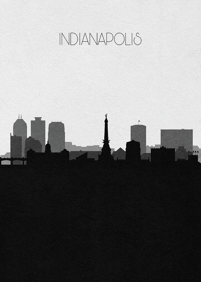 Indianapolis Cityscape Art V2 Drawing by Inspirowl Design
