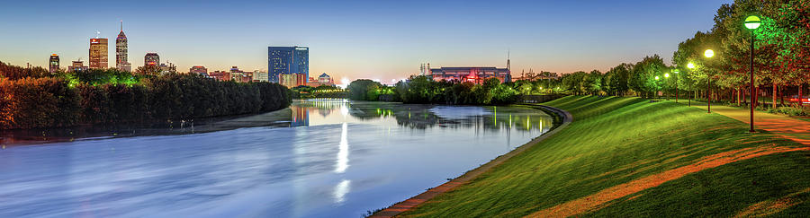 Indianapolis Skyline Photograph - Indianapolis Skyline Panorama Over the White River by Gregory Ballos