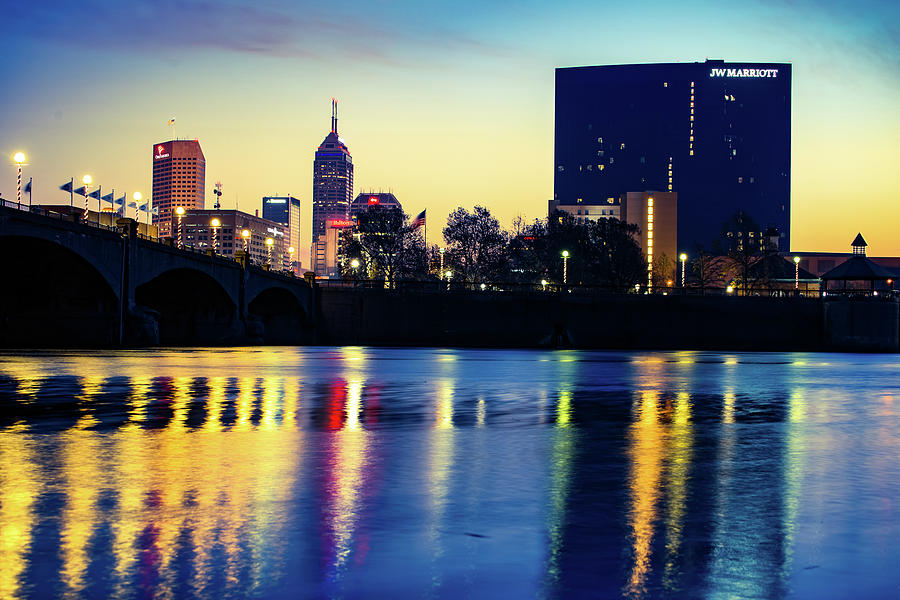 Indianapolis White River Skyline at Sunrise Photograph by Gregory Ballos