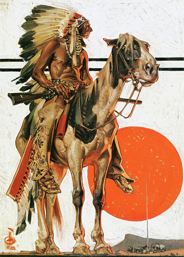 Indians and Bonfire - Digital Remastered Edition Painting by Joseph Christian Leyendecker