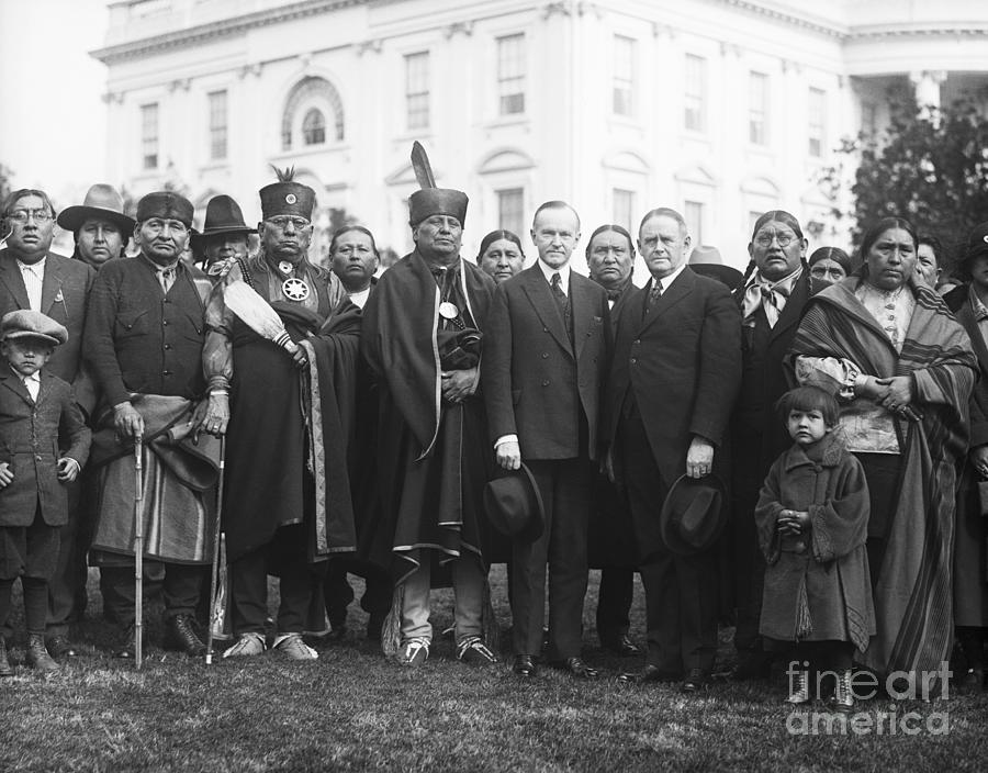 Indians In Washington Posing With Coolid Photograph by Bettmann