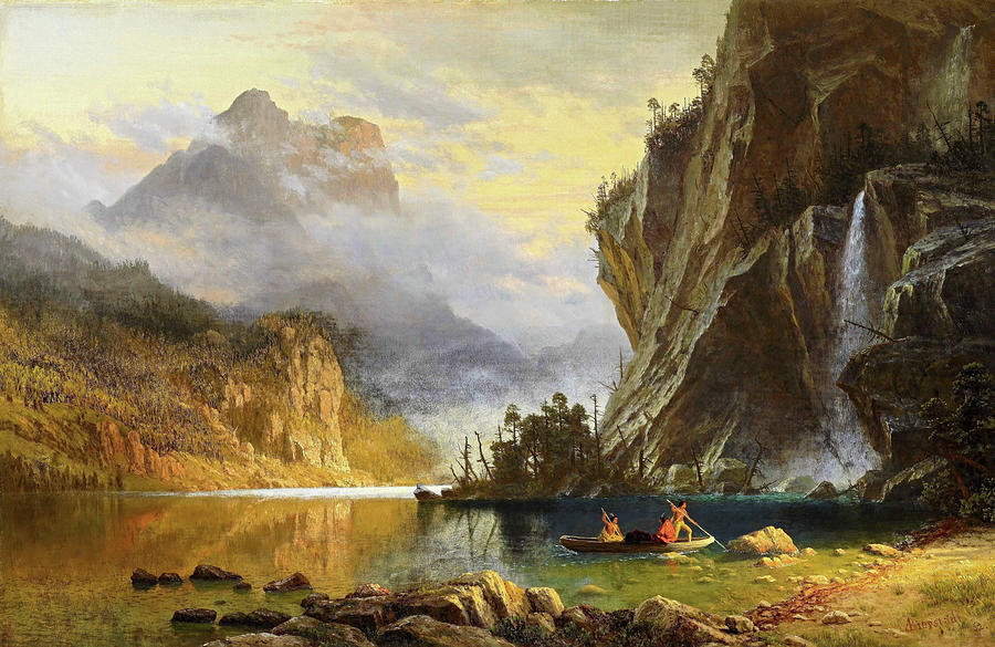 Albert Bierstadt Painting - Indians Spear Fishing - Digital Remastered Edition by Albert Bierstadt Albert Bierstadt Painting - Indians Spear Fishing - Digital Remastered Edition by Albert Bierstadt