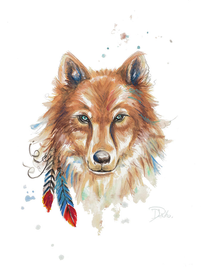 Animal Painting - Indigenous Wolf by Patricia Pinto