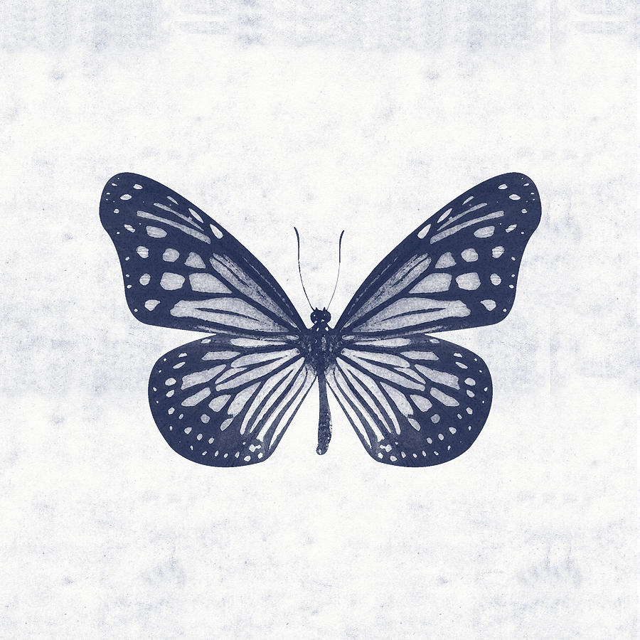 Butterfly Mixed Media - Indigo and White Butterfly 2- Art by Linda Woods by Linda Woods