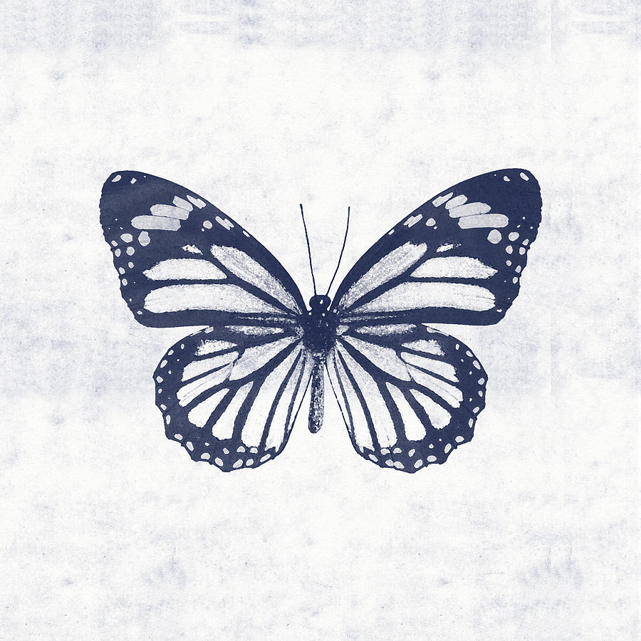 Butterfly Mixed Media - Indigo and White Butterfly 3- Art by Linda Woods by Linda Woods