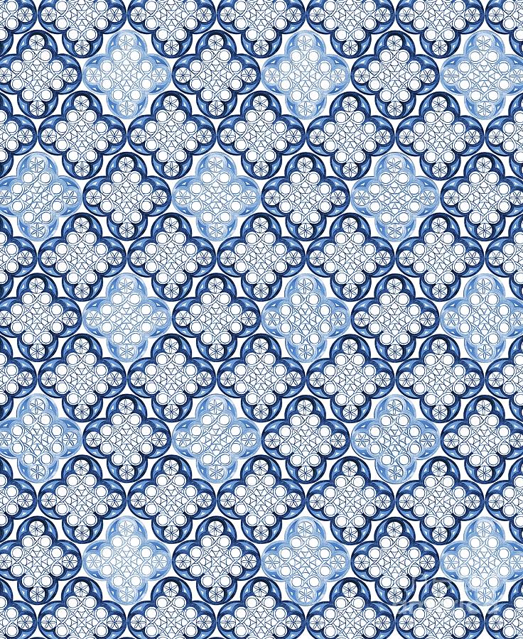 Vintage Mixed Media - Indigo Blue Moroccan Tile Glam #1 #pattern #decor #art  by Anitas and Bellas Art