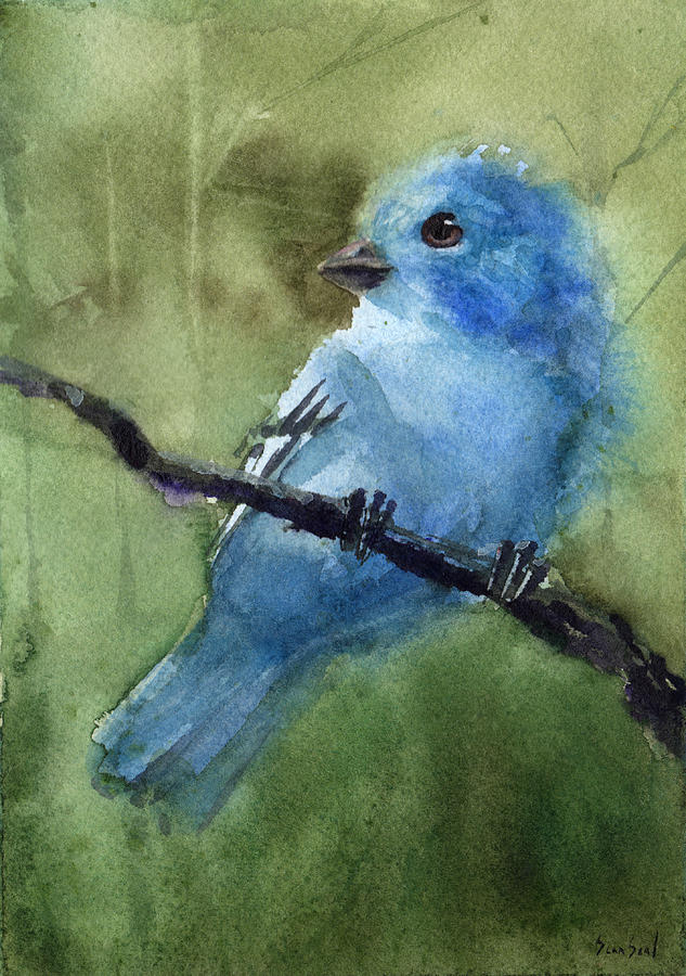 Indigo Bunting Painting by Sean Seal