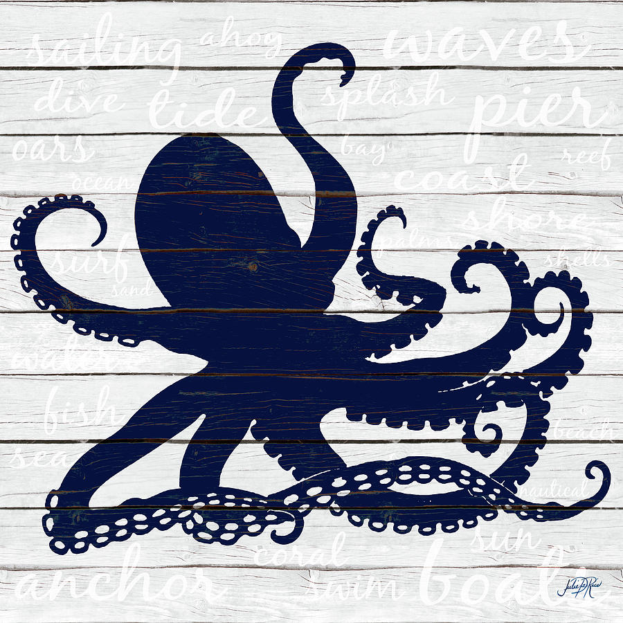 Octopus Mixed Media - Indigo Octopus by South Social D