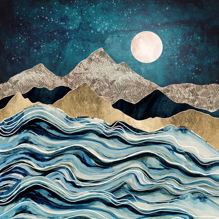 Nature Digital Art - Indigo Sea by Spacefrog Designs