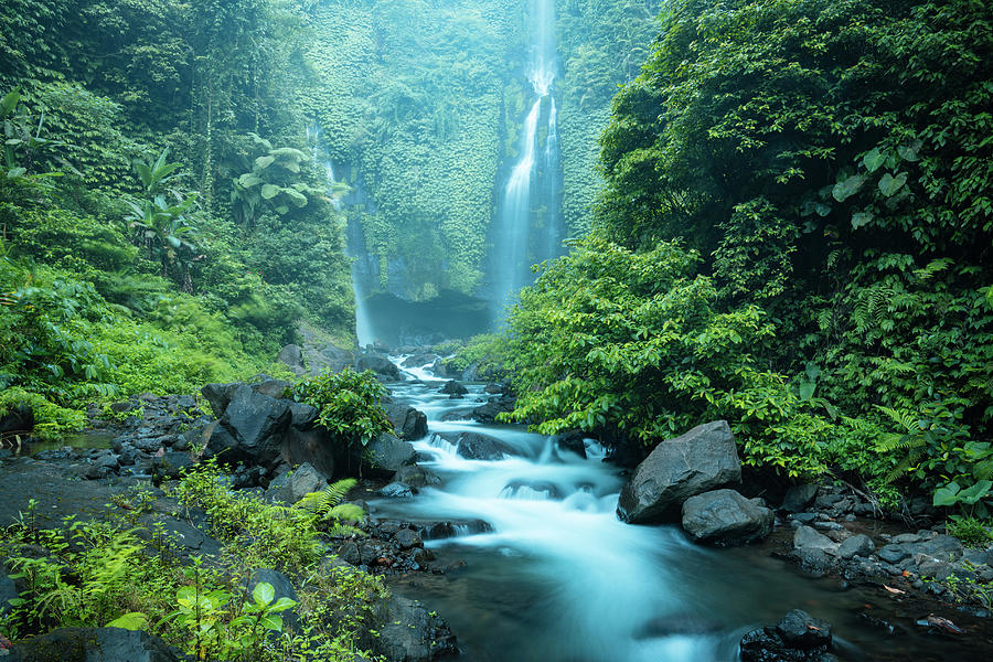 Indonesia, Bali Island, Bali, Sekumpul Waterfall, Buleleng Digital Art by Ben Pipe