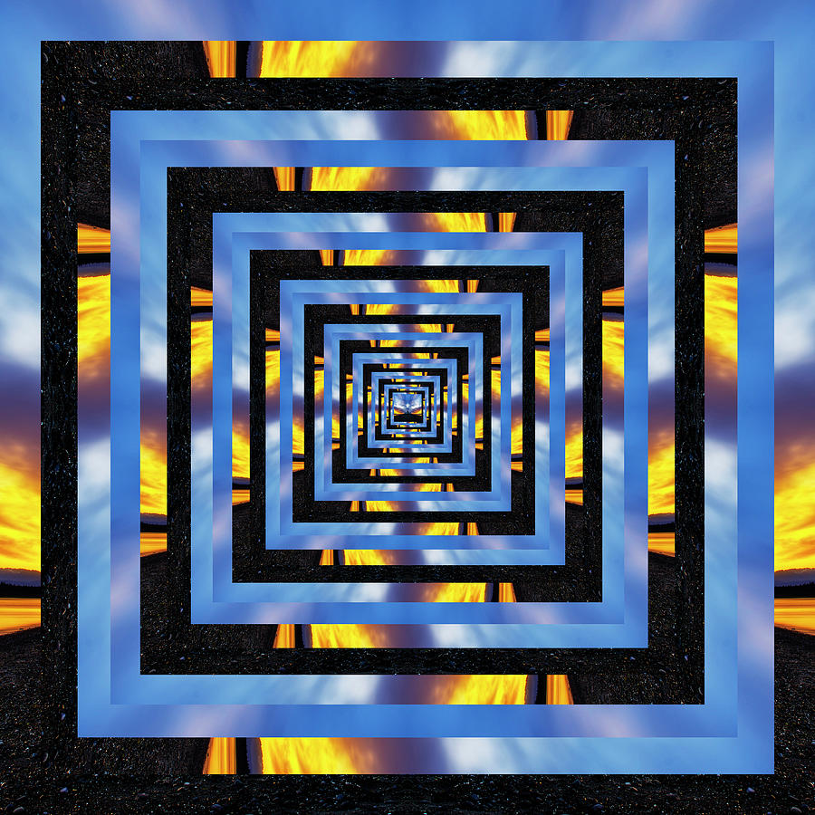 Infinity Tunnel Lighthouse Sunset Reflection Digital Art