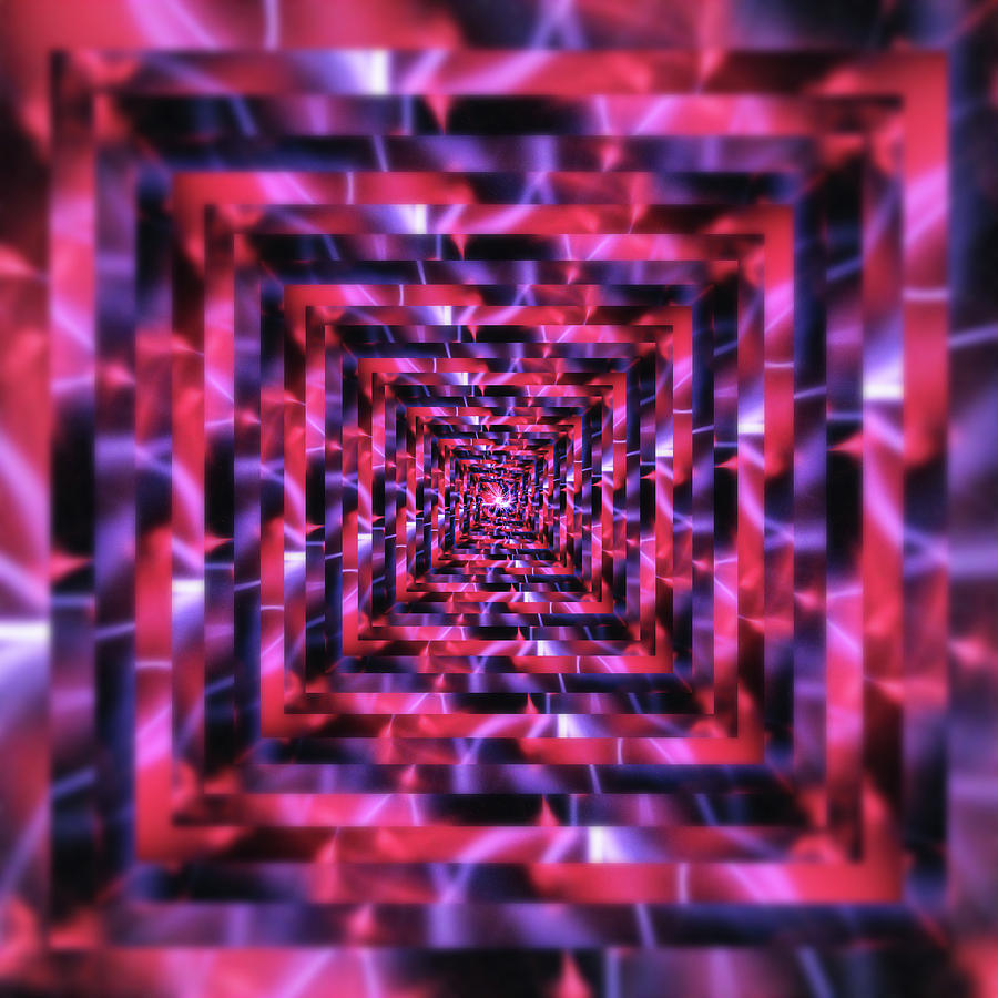 Infinity Tunnel Plasma Ball Red Digital Art