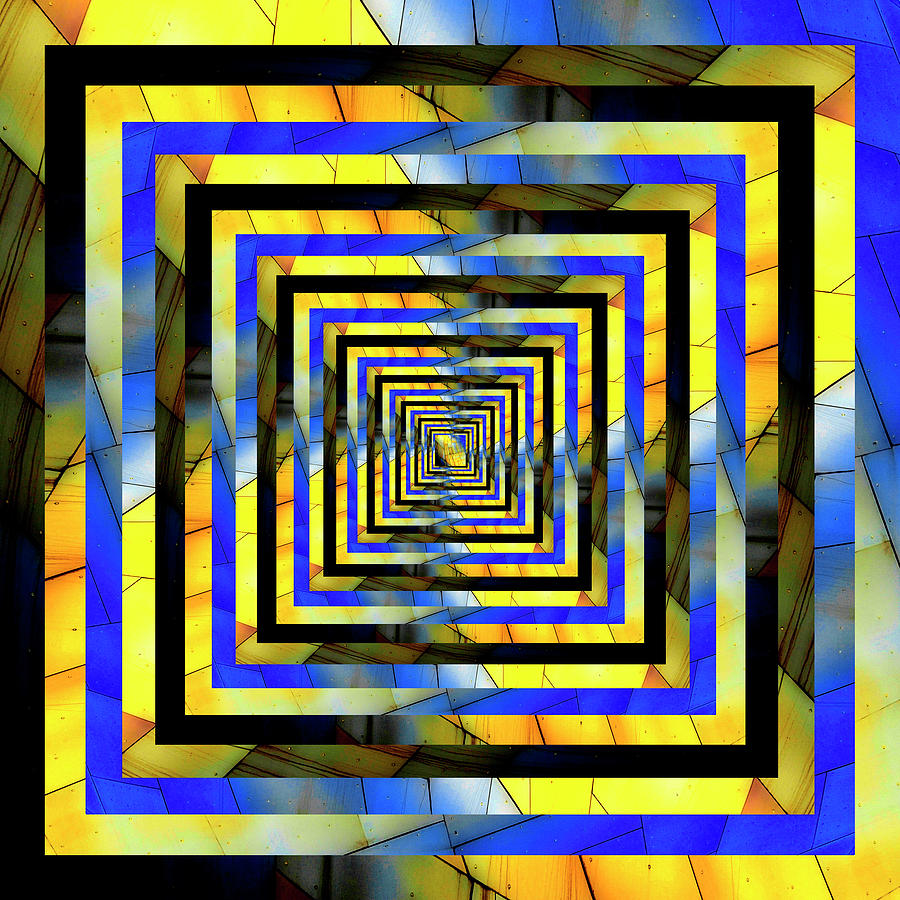 Infinity Tunnel Yellow and Blue Metal Digital Art by Pelo Blanco Photo