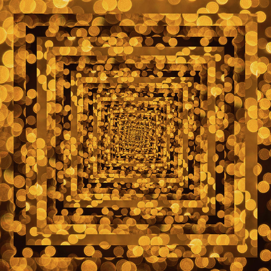 Infinity Tunnel Yellow Dots Digital Art