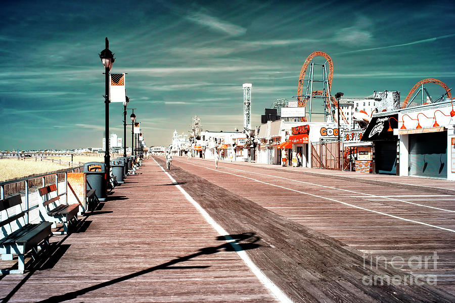 Infrared Ocean City Boardwalk Blues Photograph by John Rizzuto
