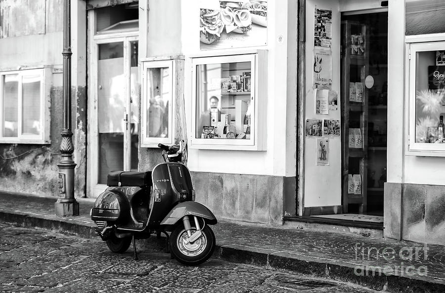 Infrared Sorrento Vespa Parking in Italy Photograph by John Rizzuto