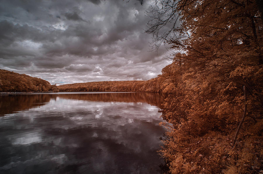 Infrared view of a lake Photograph by Alan Goldberg