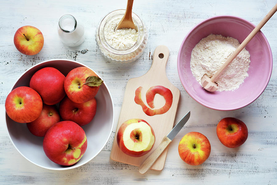 Ingredients For Apple Rings In Pancake Batter Photograph by Mariola Streim