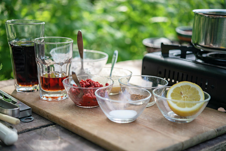 Ingredients For Homemade Barbeque Sauce In The Garden Kitchen Photograph by Sebastian Schollmeyer
