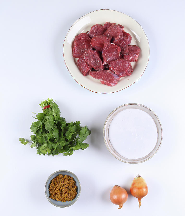 Ingredients For Lamb Curry With Coriander Photograph by Grfe & Unzer Verlag / Nicolas Leser