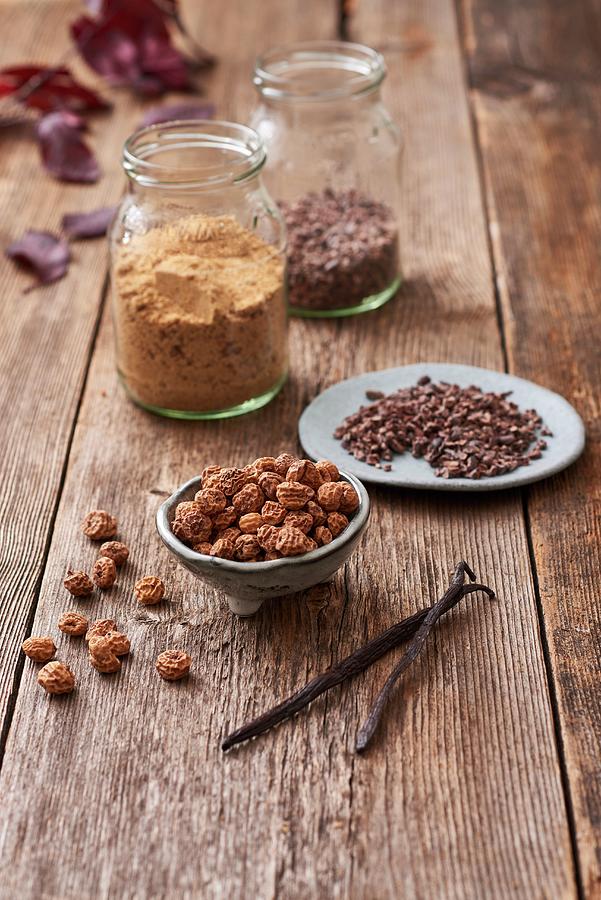 Ingredients For Tiger Nut Cookies With Cacao Nibs Photograph by Eatsleepgreen