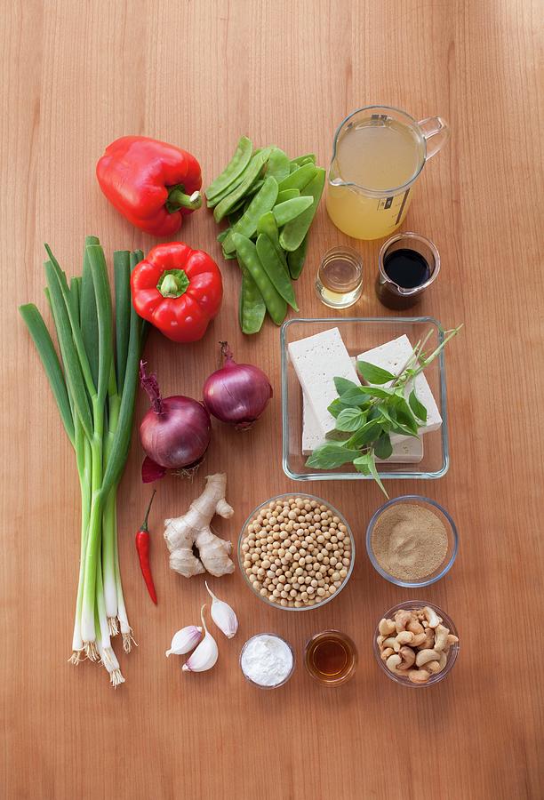 Ingredients For Wok Vegetables With Soybeans And Tofu vegan Photograph by Eising Studio