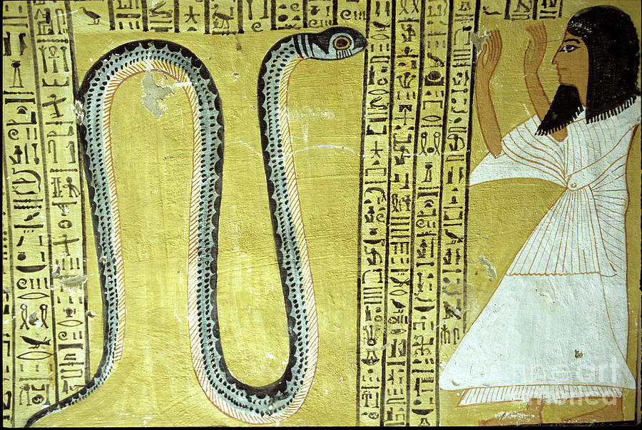 Inherkhau Worshipping Sito Serpent God Of The Underworld, From The Tomb