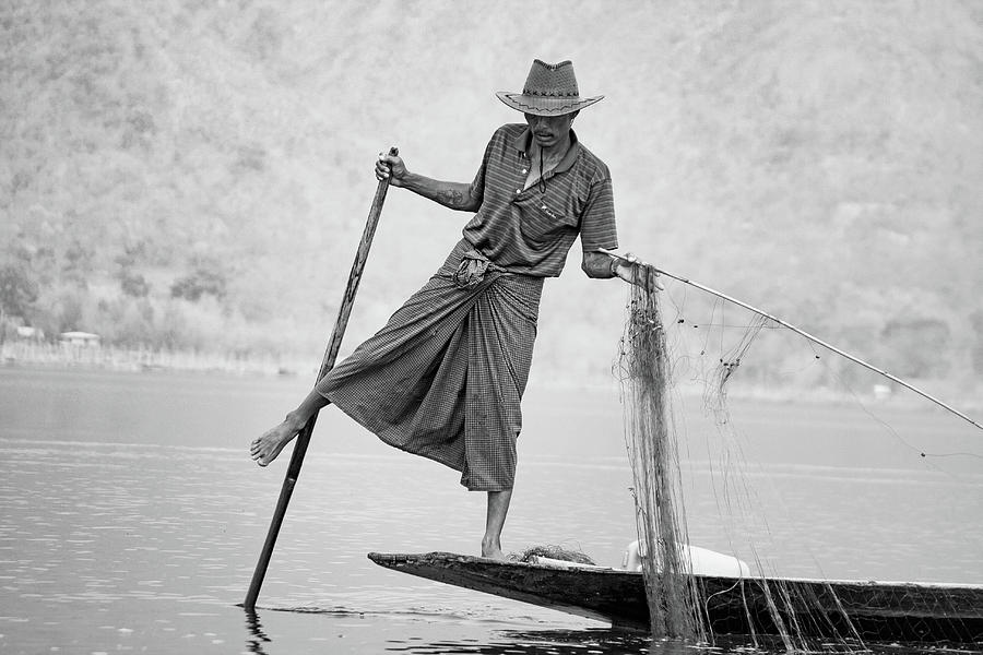 Inle Lake Fisherman BYW Photograph by Mache Del Campo