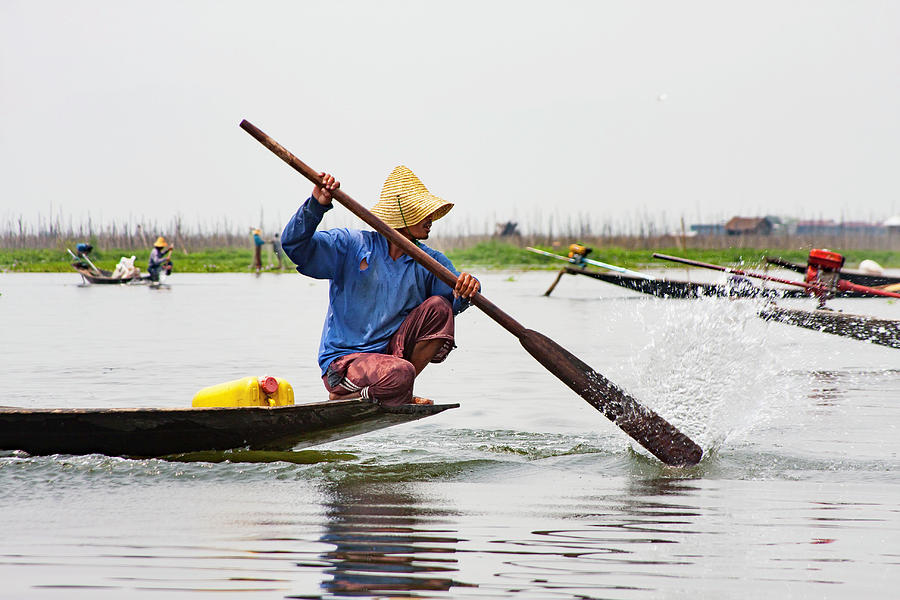 Inle Lakes fisherman 3 Photograph by Mache Del Campo