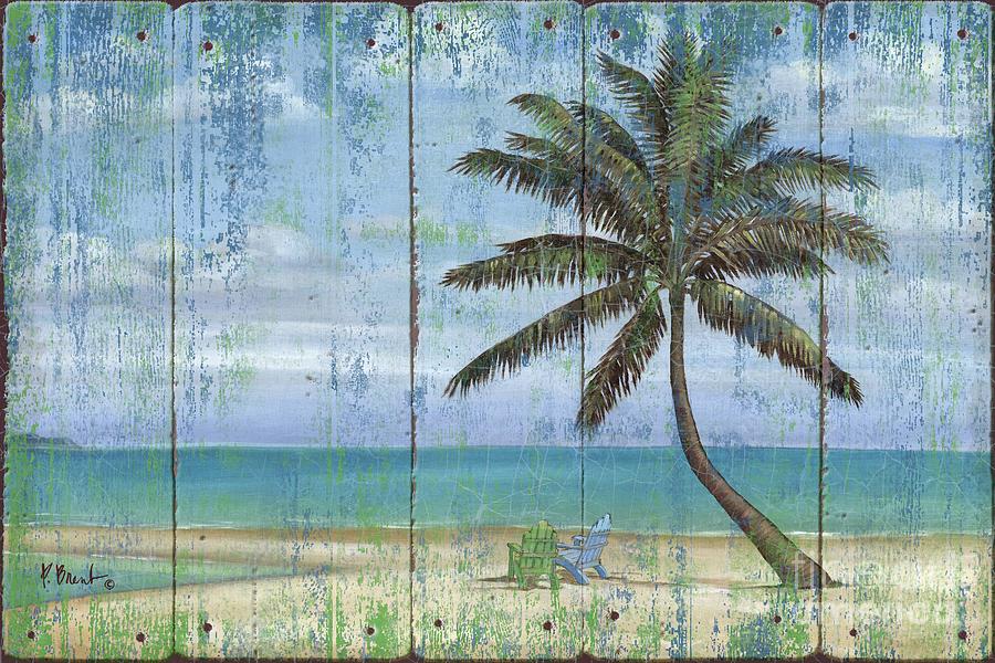 Beach Painting - Inlet Palm II - Distressed by Paul Brent