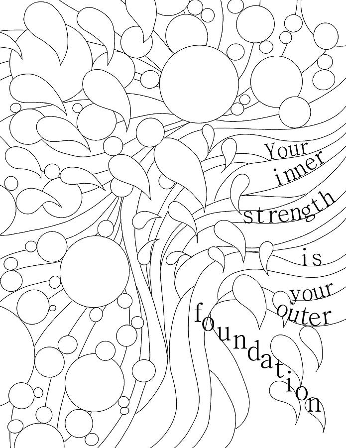 Coloring Drawing - Inner Strength Bw by Kathy G. Ahrens
