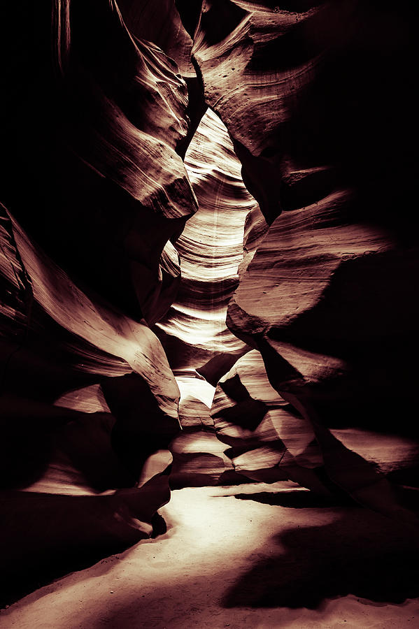 Antelope Canyon Photograph - Inner World of Antelope Canyon - Sepia - Page Arizona by Gregory Ballos