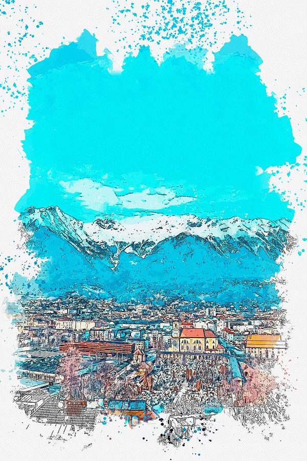 Innsbruck, Austria Watercolor By Ahmet Asar Painting