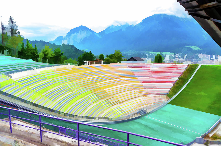 Stadium Digital Art - Innsbruck Olympic Stadium II by Borja Robles Stadium Digital Art - Innsbruck Olympic Stadium II by Borja Robles