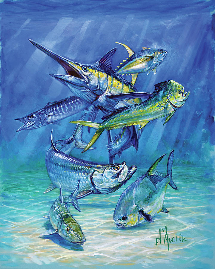 Fish Painting - Inshore-Offshore by Tom Dauria