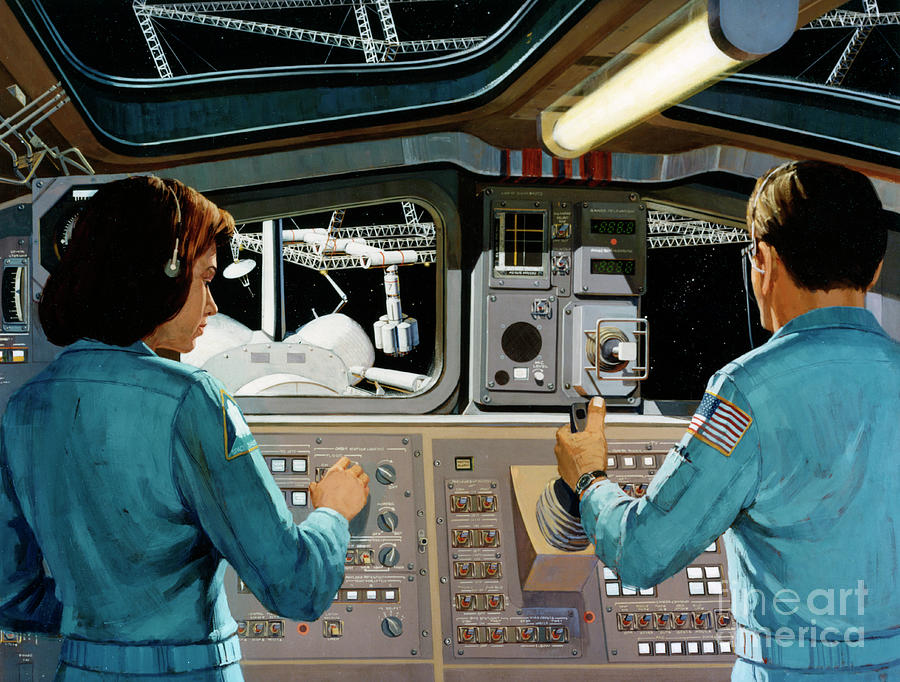 Inside A Futuristic Space Station Drawing by Print Collector
