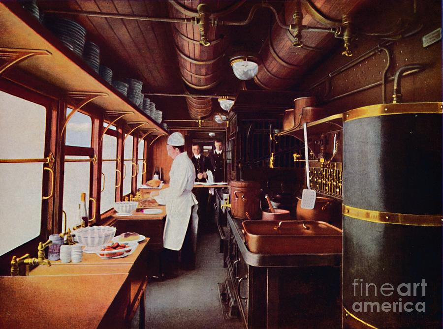 Inside A Restaurant Car Kitchen Drawing by Print Collector