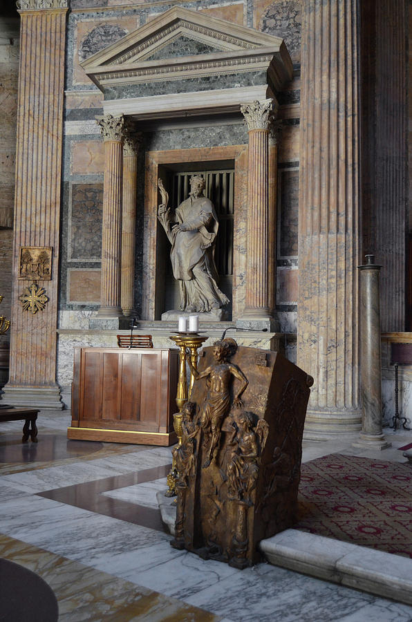 Inside the Pantheon Alter Lectern and Alcove Sculpture Rome Italy Photograph by Shawn OBrien