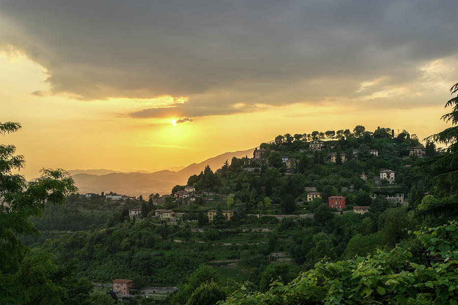 Instantly Choose Your Italian Villa - Hilltop Sunset in San Vigilio Bergamo Lombardy Italy Photograph by Georgia Mizuleva