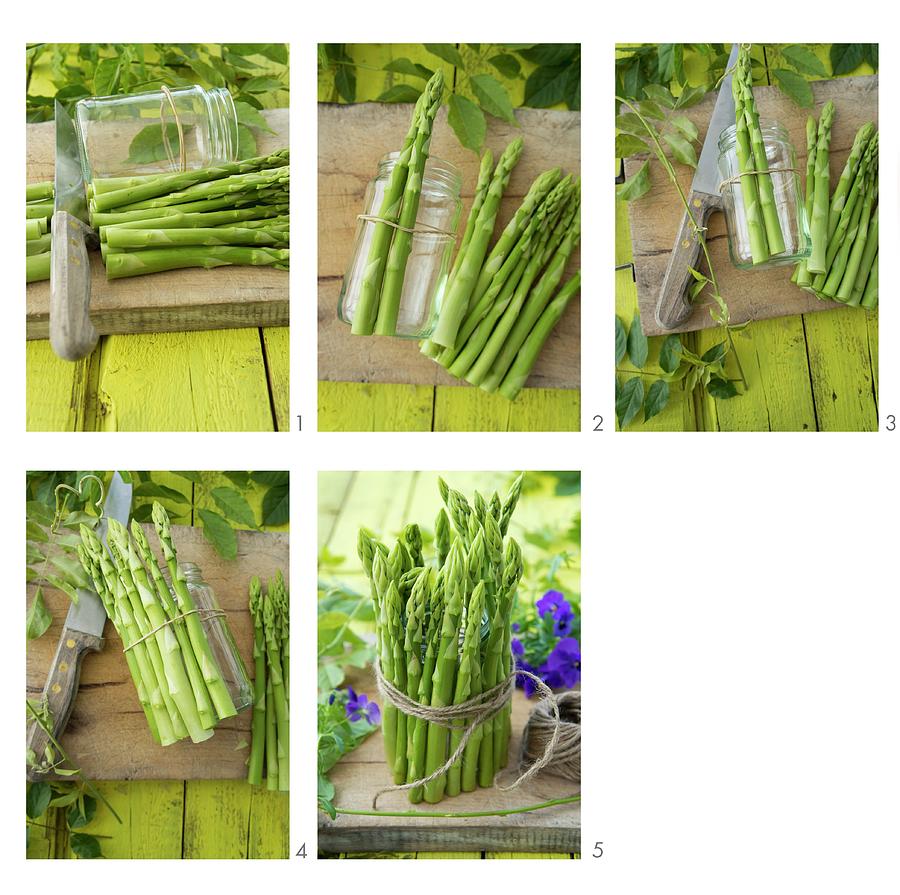 Instructions For Decorating A Screw-top Jar With Green Asparagus Photograph by Martina Schindler