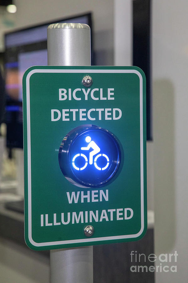 Intelligent Bicycle Warning Sign Photograph by Jim West/science Photo Library