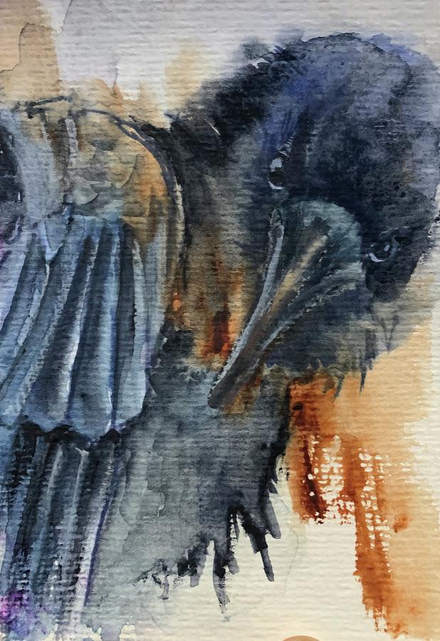 Intense Crow Painting by Christine Marie Rose