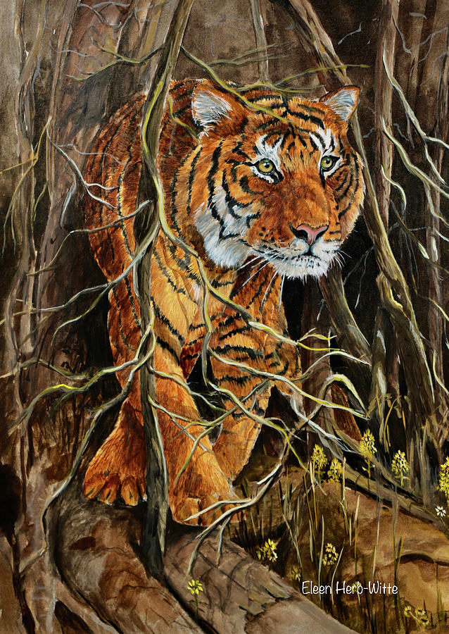 Tiger Painting - Intense Tiger 2 by Eileen Herb-witte