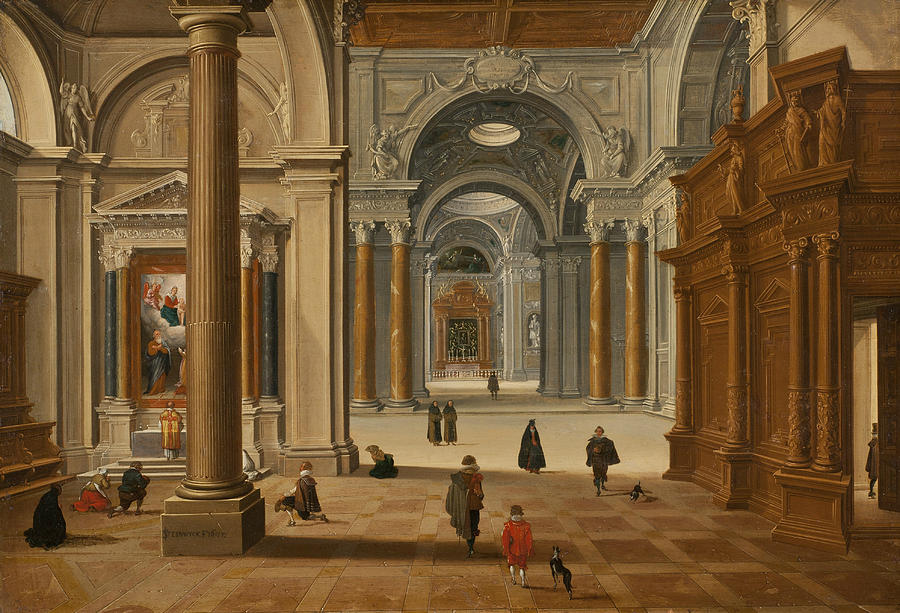 Interior of a Baroque Church Painting by Bartholomeus van Bassen