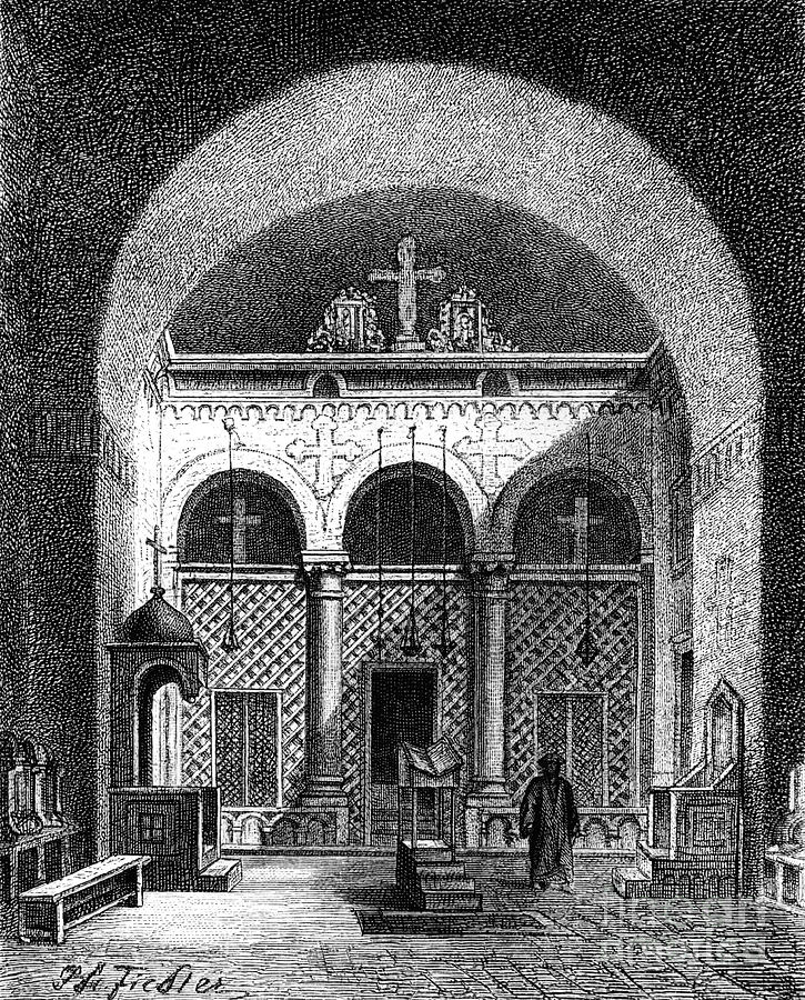 Interior Of A Church, Egypt, 1881 Drawing by Print Collector